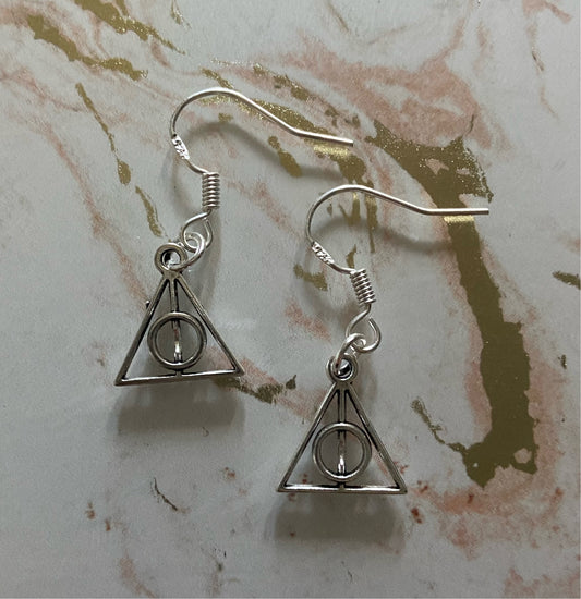 Deathly Hallows Earrings - Sterling Silver Hooks