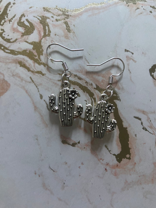 Cactus Earrings - Sterling Silver Hooks