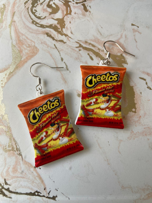 Cheetos Flaming Hot - Sterling Silver Hook Earrings