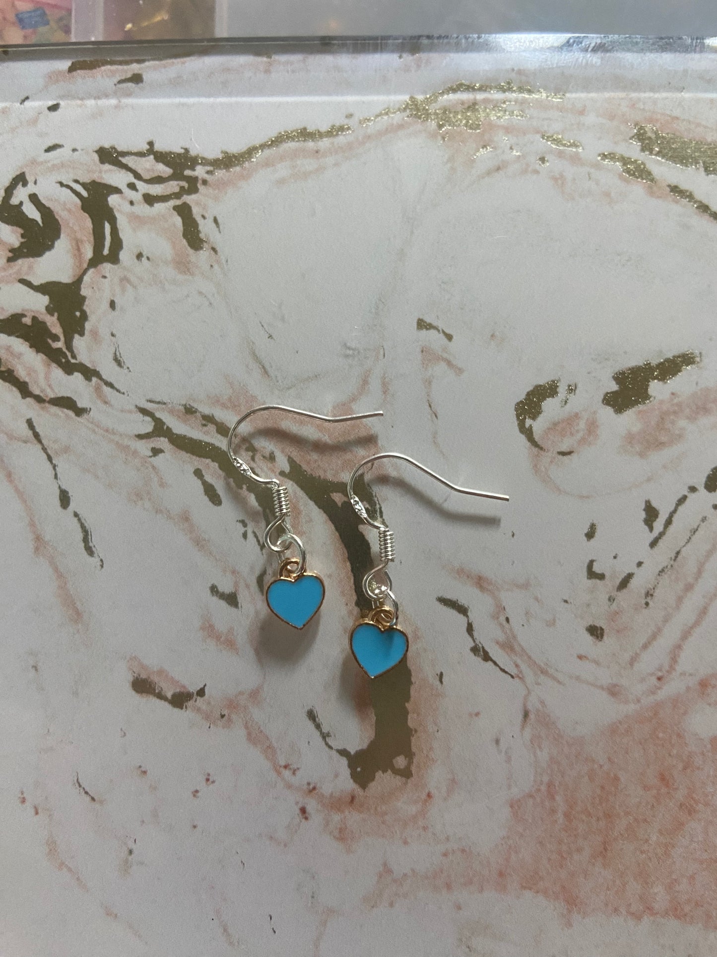 Blue Heart Earrings - Sterling Silver Hooks (small)