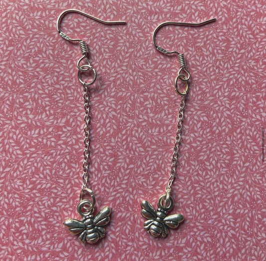 Dangling Bee 🐝Earrings - Sterling Silver Hooks.