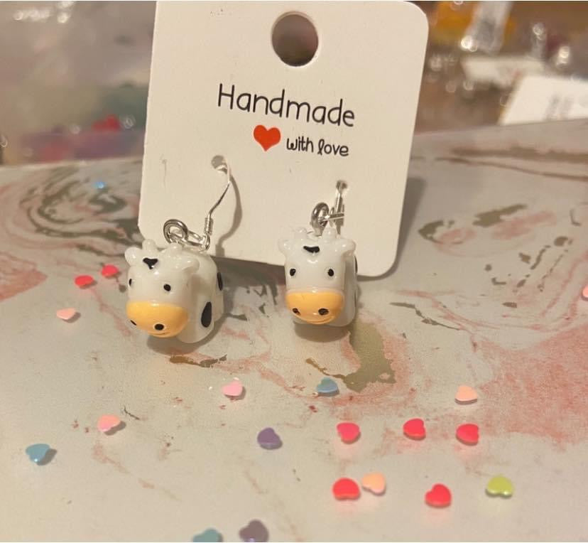 Cow🐮Earrings - Sterling Silver Hooks