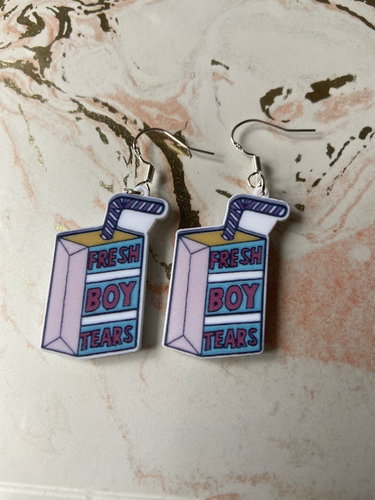 Boy Tears Earrings - Sterling Silver Hooks