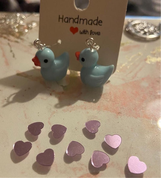 Blue Duck 🦆 Earrings - Sterling Silver Hooks