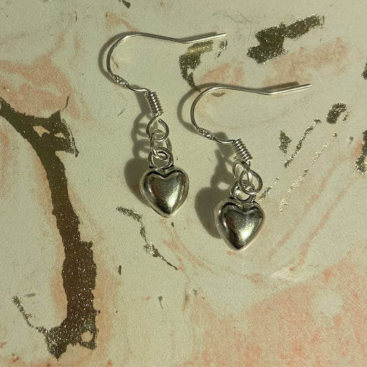 Delicate Heart Earrings - Sterling Silver Hooks